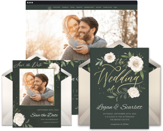 a collection of matching invitation and save the date designs